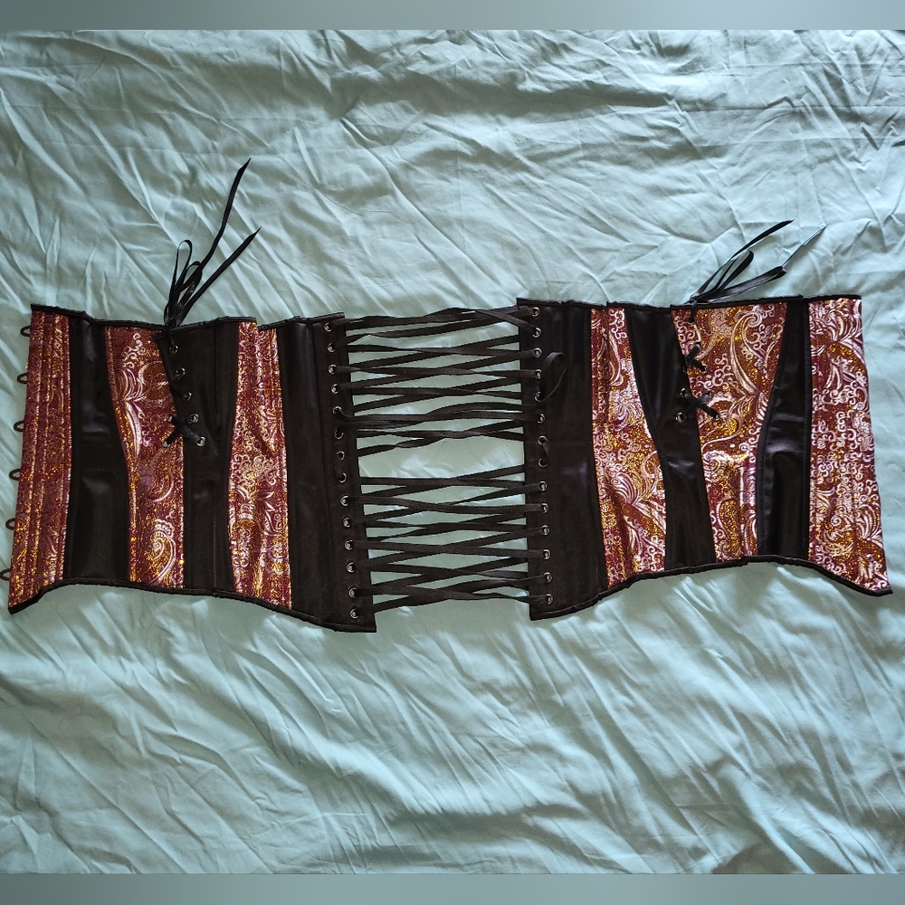 Timeless Trends Corset Waist Training 28" Inch Brocade Purple And Gold - Picture 9 of 16